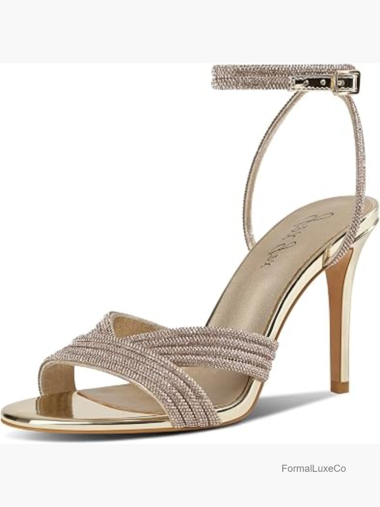 Rhinestone High Heel Stiletto Sandals Ankle Strap Open Toe Wedding Heels